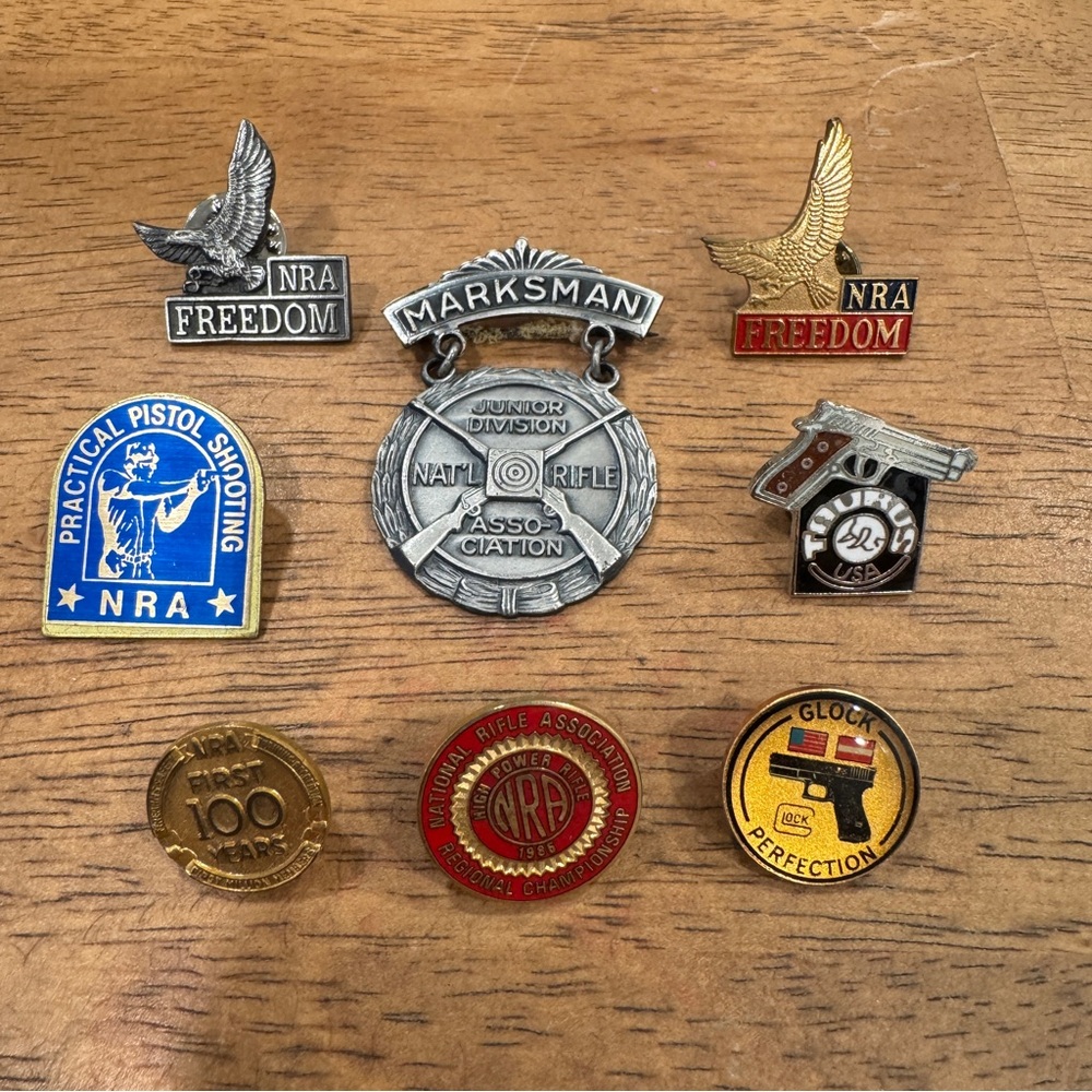 Vintage NRA Pin Lot of 8 Marksman Glock Shooting Competition National Rifle